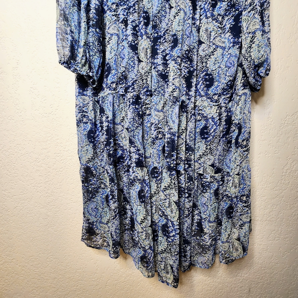 Joie Blue Parisian Paisley Chiffon Balloon Maxi Dress Sz XXL NwT Tiered Ruffles - Picture 9 of 15